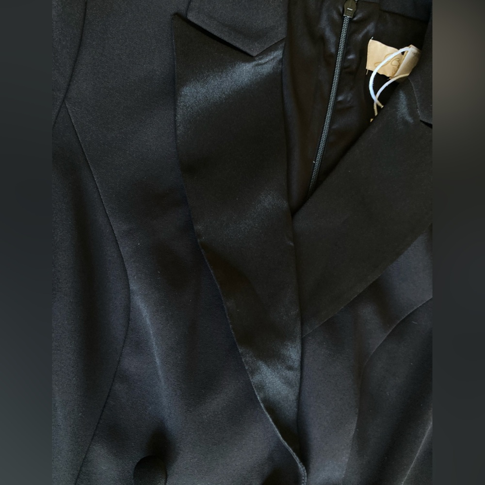 JouJou by Badgley Mischka Black Tuxedo Blazer Romper Size 0 Rhinestone Trim - Picture 6 of 16